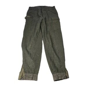 Vintage 34x32 Swedish WW2 Army Pants WOOL Military Green 1941 Sweden CARGO Crown
